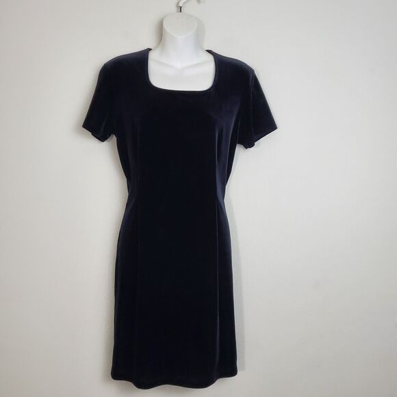Hillard & Hanson Vintage Dress 8 Black Velvet Mini Grunge 90s Y2K Whimsigoth - Picture 1 of 11